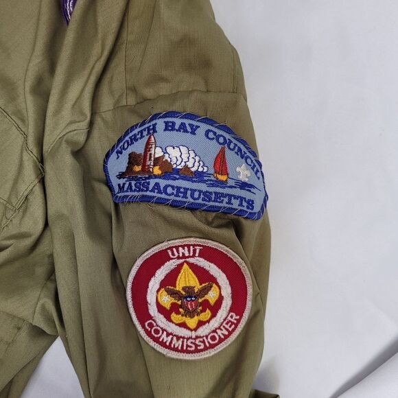 VINTAGE 70s Boy Scouts of America button up shirt with sash and patches S/M - Picture 7 of 16